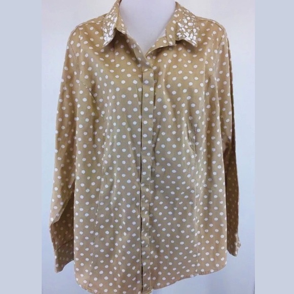 Lane Bryant Polka Dot Embellished Button Shirt - Picture 2 of 5